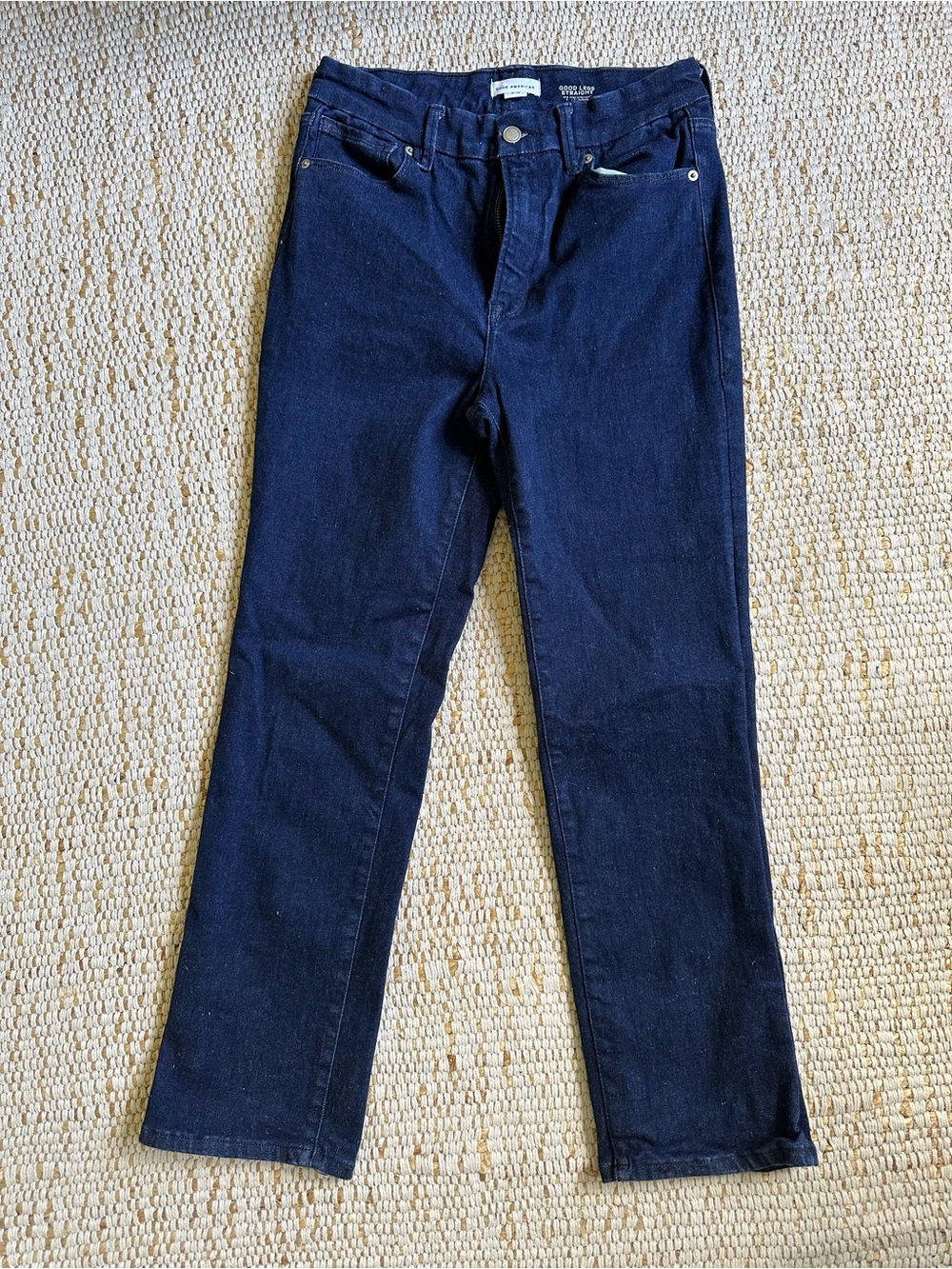 Good American‎ Good Legs Straight Crop Stretch Jeans Size 6–12 Dark Wash